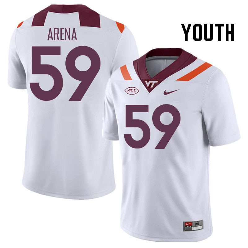 Youth #59 Gabriel Arena Virginia Tech Hokies College Football Jerseys Stitched Sale-White